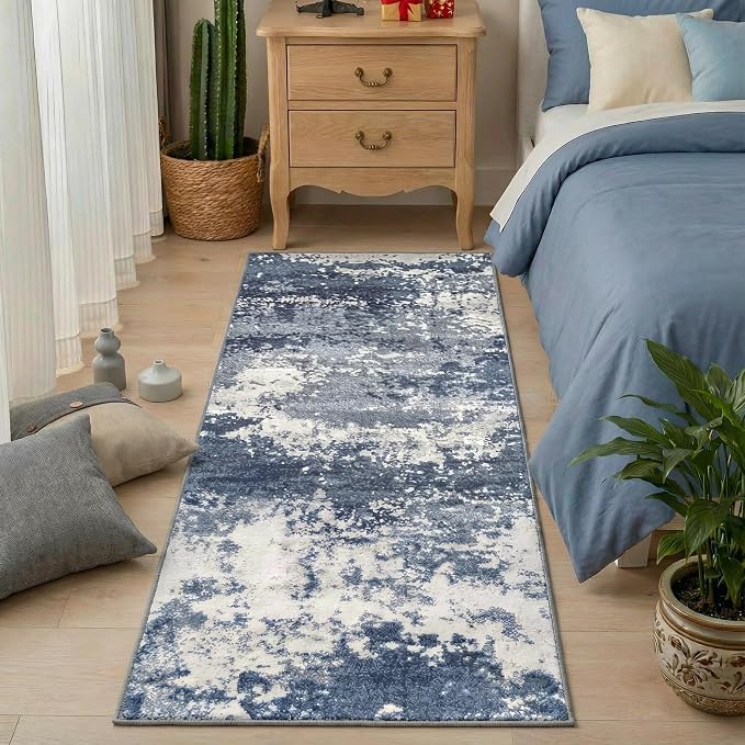 2x5 Blue Rug Runners for Hallways Kitchen Non Slip Washable Entryway Runner Rugs - Image 3