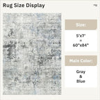 Soalmost Abstract Rug 5x7 Machine Washable Area Indoor Grey Low Pile Non-Slip - Image 5