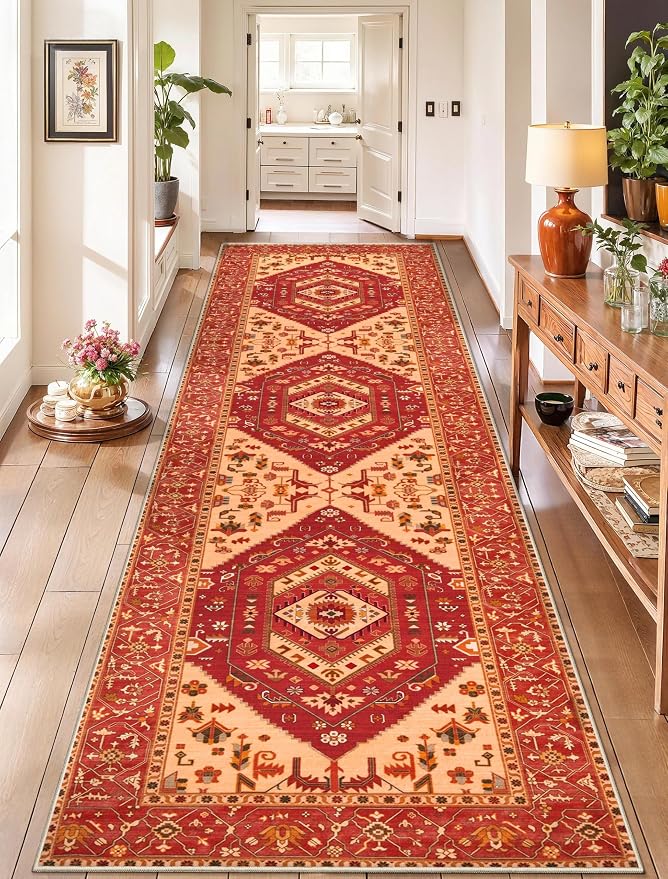 SERISSA Runner Rug for Hallways, Long Boho Rug Vintage Red Hallway Stair Ultra by SERISSAHomeDecorCollection