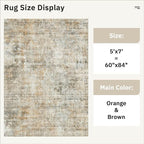 Soalmost Abstract Rug 5x7 Machine Washable Area Indoor Orange Low Pile Non-Slip - Image 5