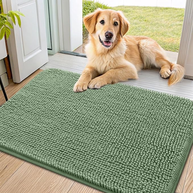 Smiry Dog Door Mat for Muddy Paws 36x24, Absorbent Dirt Trapper, Non-Slip by Smiry