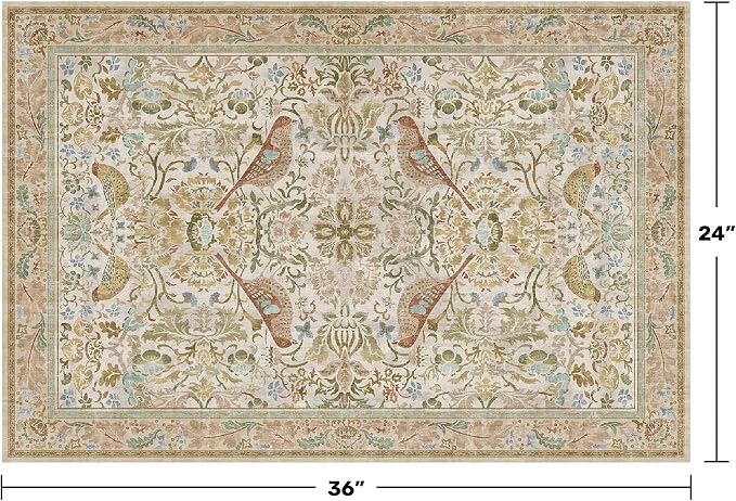Beige Boho Bathroom Rugs 2x3 Washable Non Slip - Image 2