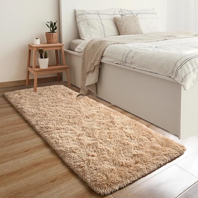 YJ.GWL Fluffy Runner Rugs for Bedroom Living Room Soft Shag Rug 2x6 Feet - Image 2