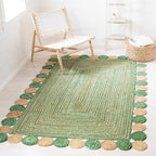 SAFAVIEH Cape Cod Collection 5' x 8' Green/Natural CAP201Y Handmade Boho by Unknown
