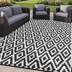 SAND MINE Waterproof Outdoor Rug 8x10 ft, Plastic Reversible Rug, Modern Area by SANDMIND