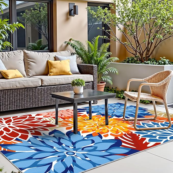 Colorful 3x5 Washable Rug for Living Room Tropical Botanical Modern Floral - Image 7