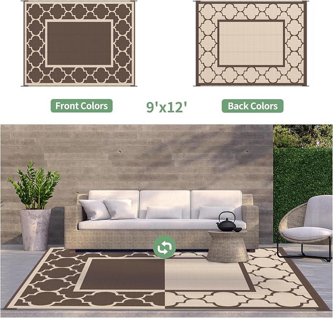 GENIMO 9' x 12' Outdoor Rug Waterproof - Image 4