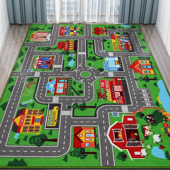 Kids Rug Car Carpet 78.7"x59", Car Rug by AKASISRUG