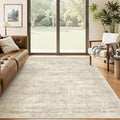 Soalmost 5x8 Area Rugs Beige Low Pile Indoor Washable Trendy Faded Style Rugs by Soalmost