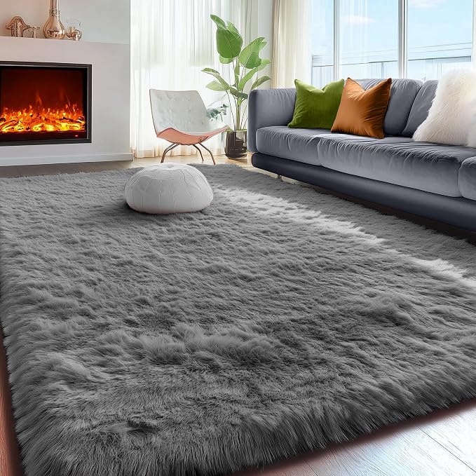 PAGISOFE 8x10 Living Room Rug Grey, Soft Large Rugs - Image 8