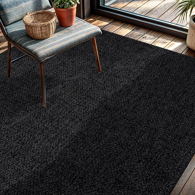 CAMILSON Easy Jute Rug 6x9, Indoor Outdoor Dark Gray Black Farmhouse Area Rugs - Image 9