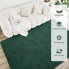 Litanika 9x12 Shag Area Rug for Living Room Bedroom, Emerald Dark Green High - Image 4
