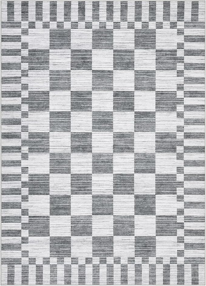 GarveeHome Grey Checkered Rug, Washable 3x5 Rug Non Slip - Image 4