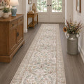 Vintage Floral Moss Green 2x10 Hallway Runner Rug Non Slip - 10 ft Extra Long by Evyhood