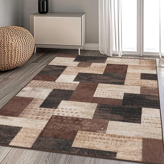 Modern Geometric Patchwork Indoor Area Rug - Image 6