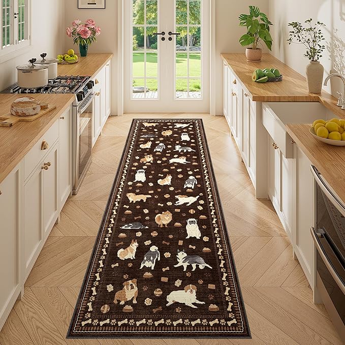 DUKINO 2x6 Washable Runner Rug for Hallway, Non Slip Animal Dog Kitchen Rug by DUKINO