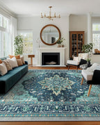 RELEANY Area Rugs Large 10'x12' Washable Non-Slip, Floral Vintage Distress - Image 3
