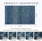 Lahome Moroccan Blue Area Rug 5x7 Machine Washable Non-Slip Throw Living Room - Image 2