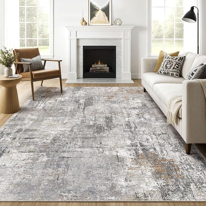 10x12 Area Rug Living Room: Washable Large Abstract Modern Soft Rugs Stain by LOONGRUG