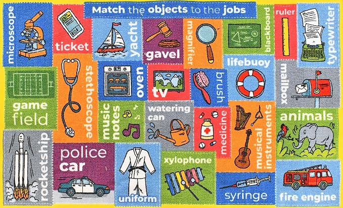 Looney Tunes Educational Kids Rug – ABC Alphabet, Professions & Jobs Matching - Image 8