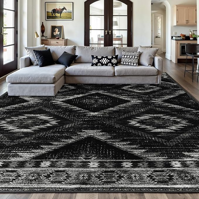 BESTSWEETIE Area Rug 9x12 Rug Machine Washable Non-Slip Low Pile Print Pattern - Image 2