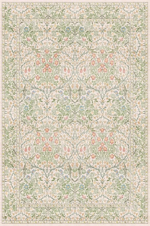 Beige Green 4x6 Washable Area Rug - Image 2