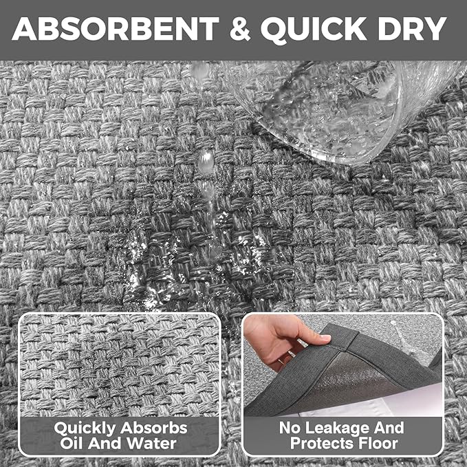 YDKGL Kitchen Runner Rugs Non Slip Washable Anti Fatigue, Super Absorbent 0.4" - Image 5