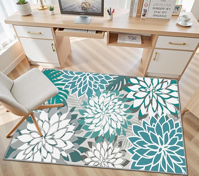 Colorful 3x5 Washable Rug for Living Room Tropical Botanical Modern Floral - Image 7