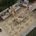 HUGEAR 8x10 Jute Outdoor Indoor Rug Washable Linen Textured Weave High Traffic by HUGEAR
