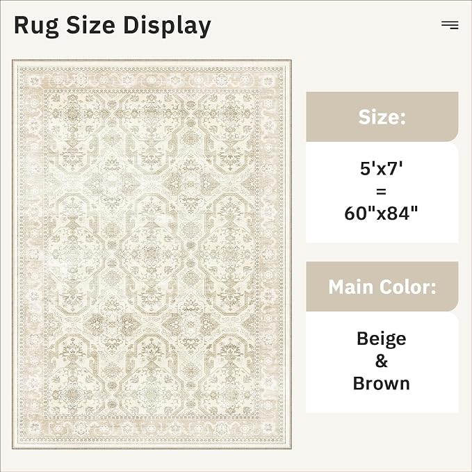 Soalmost Area Rugs 5x7, Washable Rug, Stain Resistant 5x7 Area Rugs - Image 5