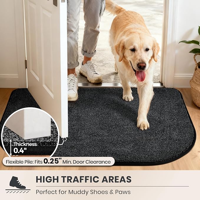 PURRUGS Dirt Trapping Door Mat Half Round 32" x 47", Non-Slip Machine Washable - Image 6