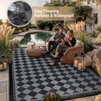 HUGEAR Outdoor Waterproof Rug 5'x8' Plastic Straw Rugs Washable Reversible - Image 5