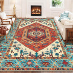 SERISSA Boho Area Rug 8x10 Orange, Washable Large Rugs - Image 8