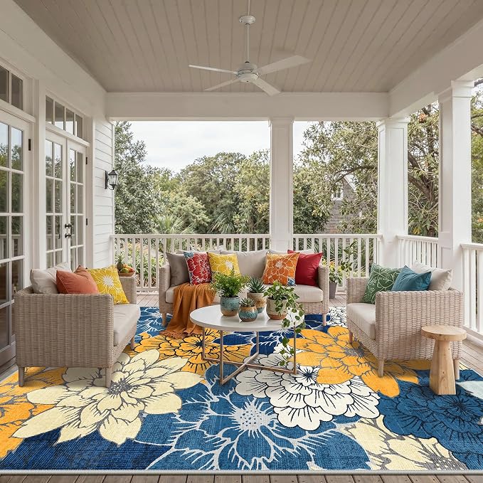 GENIMO Indoor Outdoor Area Rug 10'x14', Machine Washable Rugs - Image 4