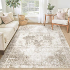Area Rug 4x6 Washable Rug, Vintage Boho Medallion Rugs Non-Slip Soft Low Pile by VECARF