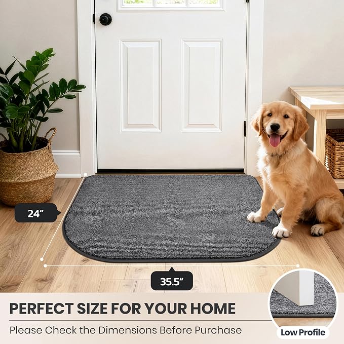 PURRUGS Dirt Trapping Door Mat Half Round 24" x 35.5", Non-Slip Machine - Image 8