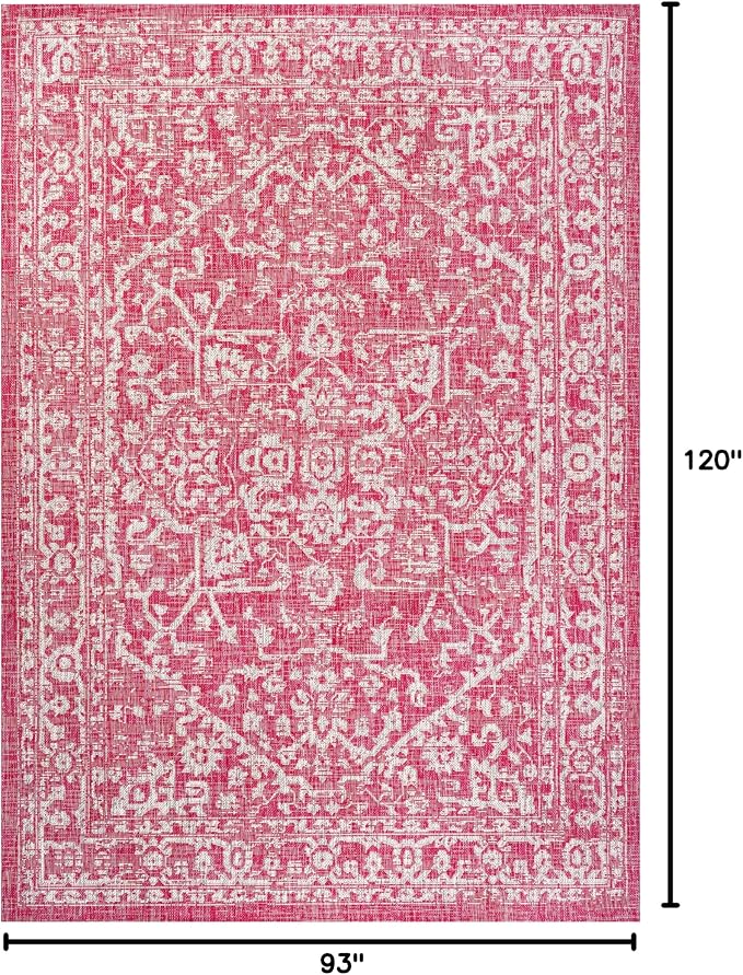 JONATHAN Y Boho Medallion Indoor Outdoor Area Rug 8X10 Fuchsia/Light Gray - Image 2