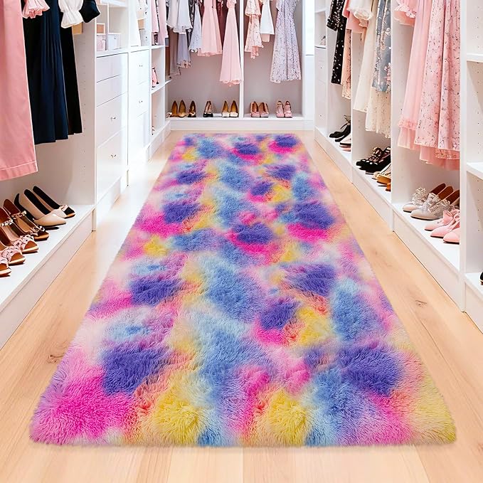 3x10 Hot Pink Runner Rainbow Rug - Image 3