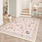 Soalmost Cat 4x6 Area Rugs for Baby Girl Nursery, Machine Washable Animal by Soalmost