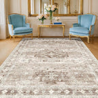 Washable Neutral Farmhouse Living Room Rug, 6x9 Area Rugs by HazoHaus