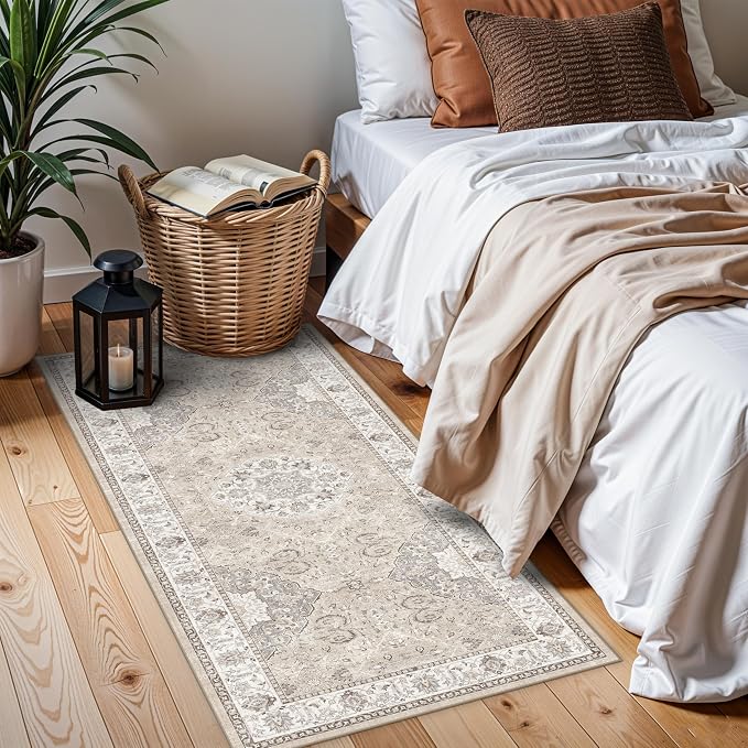 Washable 2x4 Entryway Area Rugs: Vintage Water Resistant Kitchen Rug Non-Slip - Image 3