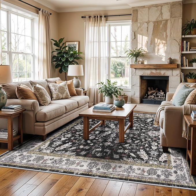Square Rugs 5x5 Washable for Entryway: Non Slip Indoor Foot Carpet for Living - Image 3