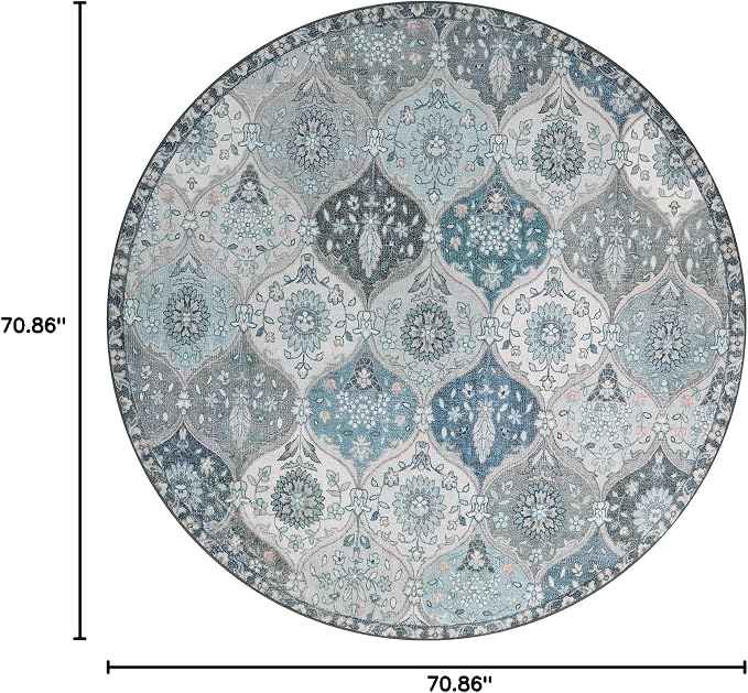 Lahome Moroccan Washable Round Area Rug, Soft Vintage Round Rugs 6ft Ultra-Thin - Image 2