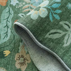 Floral Square Area Rug for Family: Washable 5x5 Scalloped Carpet for Living - Image 3