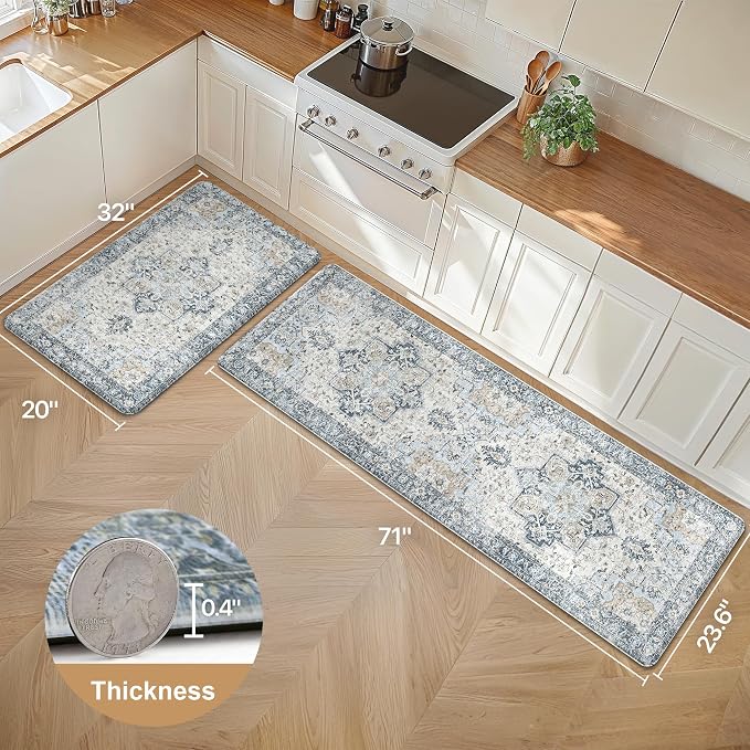 GENIMO Kitchen Mats for Floor 2PCs, Washable Anti Fatigue Mat for Cushioned - Image 2