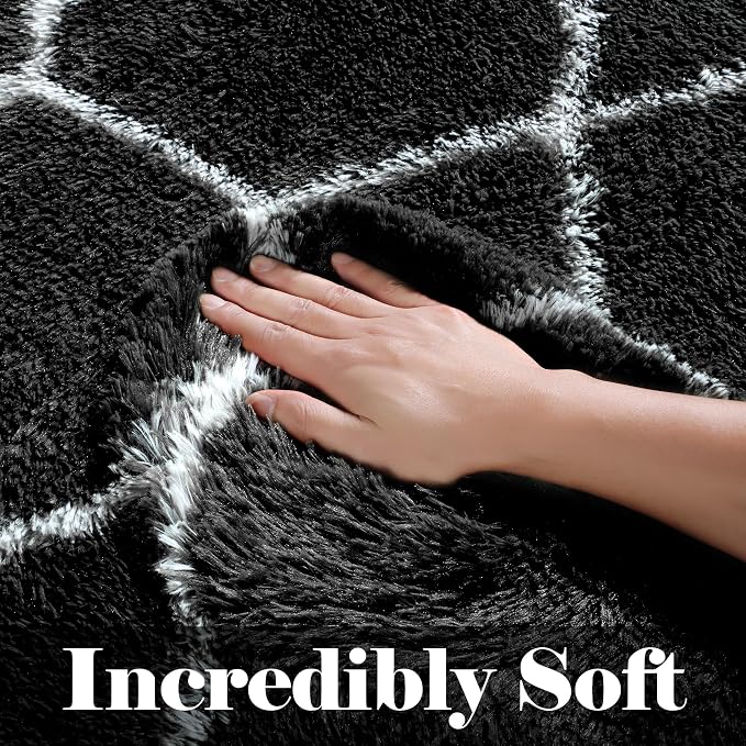 ONASAR 7x9 Area Rugs for Living Room Bedroom, Large Fluffy Black and White - Image 2