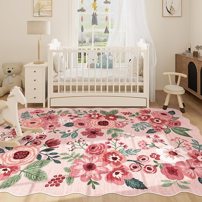 DUKINO 5x7 Area Rug, Floral Washable Rugs - Image 7