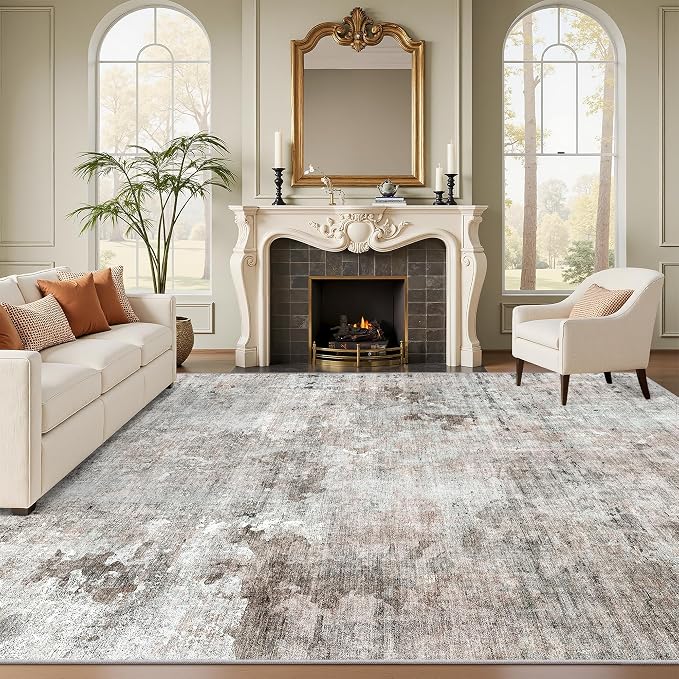Soalmost 9x12 Area Rugs for Living Room, Non Slip Machine Washable Vintage Rugs - Image 2