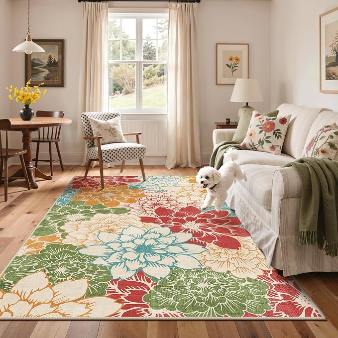 GENIMO Indoor Outdoor Area Rug 5'x8', Machine Washable Rugs - Image 4