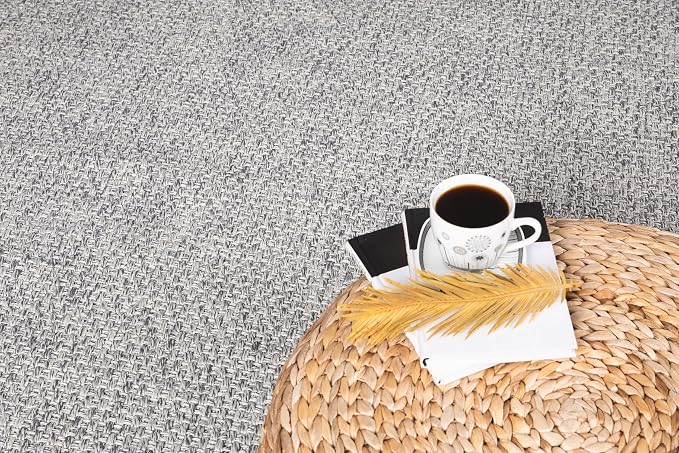 CAMILSON Indoor and Outdoor Runner Rug Gray Solid Boho Woven Design - Image 9